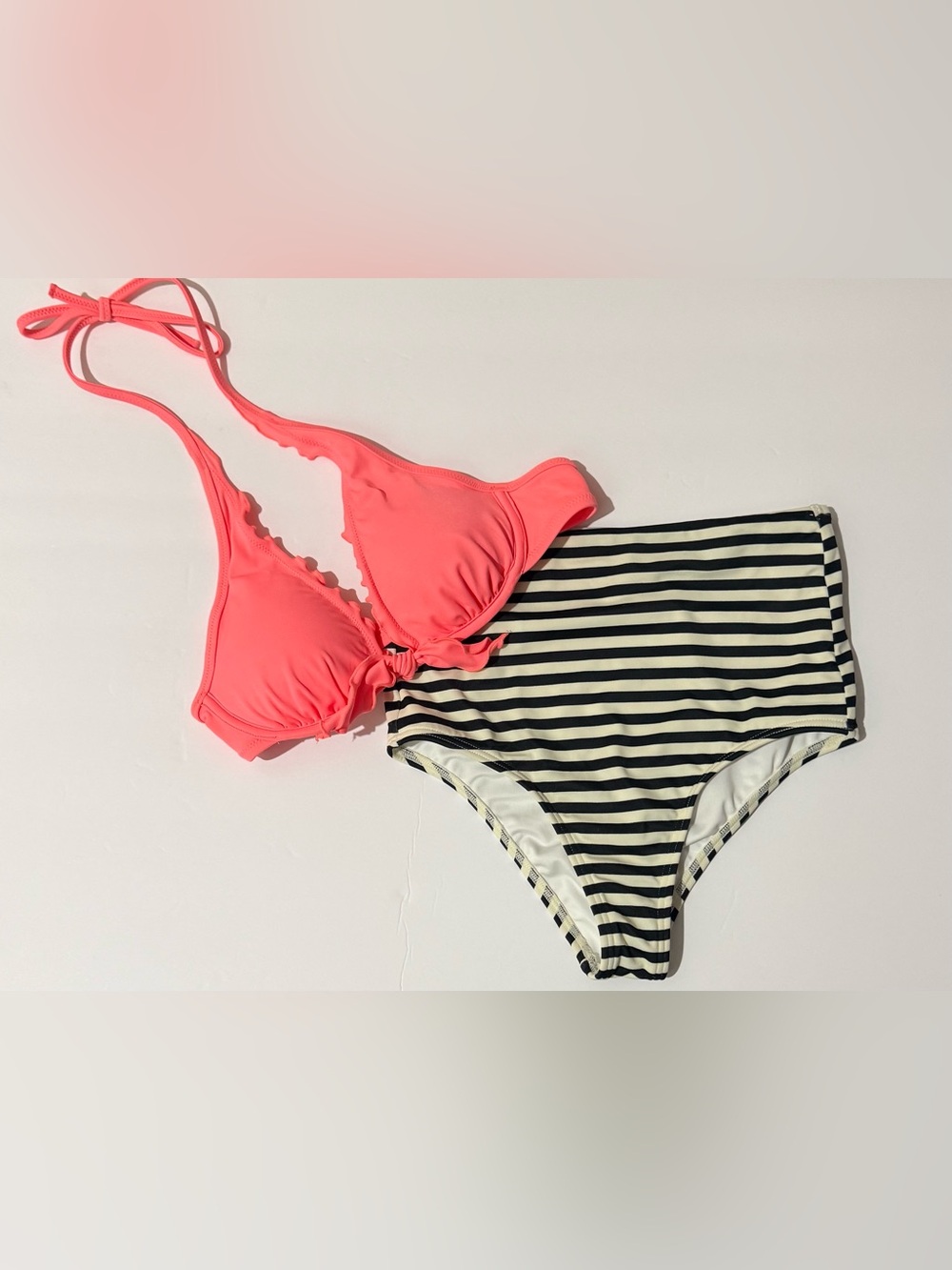 Women's Victoria's Secret Black & White Striped Bikini Set